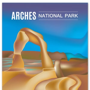Affiche du parc national des Arches, art du parc national, impression de l'Utah, horizon de parc des Arches, carte du parc des Arches, cadeau d'art de l'Utah, art - code de style E8-O-ARCH