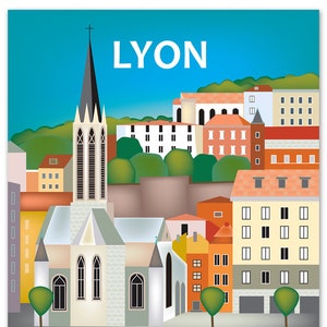Lyon France Print, Lyon France art, Lyon Print, French poster, Lyon Art, Lyon Print, Lyon France Canvas, Loose Petals art style E8-O-LYO