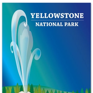 Affiche du parc national de Yellowstone, art du parc national, impression du Wyoming, horizon de Yellowstone, art du parc de Yellowstone, cadeau du Wyoming - style E8-O-YEL