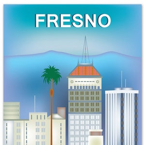 Fresno California Artwork, Fresno Print, Fresno Skyline, California Vertical Print, Fresno Wall Art, Fresno California print -style E8-O-FRE