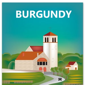 Art de la ligne d'horizon Bourgogne, impression France Bourgogne, art mural Bourgogne, cadeau d'art de voyage Bourgogne, art France Bourgogne pétales en vrac, style E8-O-BURG
