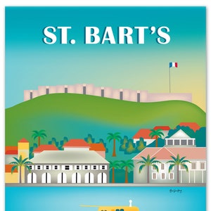 St. Bart&#39;s Kunstwerk, St. Bart&#39;s Vertikaler Skyline Druck, Gustavia Poster, St. Bart&#39;s Kunst Geschenk, St. Bart&#39;s Reise, Hochzeitsgeschenk - Stil E8-O-STB