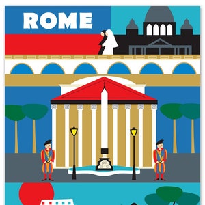Rome Print, Rome Wall Art, Italy Travel Poster, Rome Map, Rome Gift, Rome Nursery, Italian Baby, Rome Decor, Rome Art - style E8-O-ROM