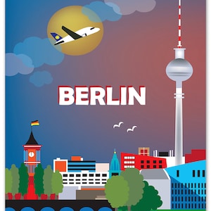 Berlin Vertical Skyline Art, Berlin Poster, Berlin city, Germany Travel Poster, Berlin Wall Decor, Loose Petals City Art Print E8-O-BER image 1