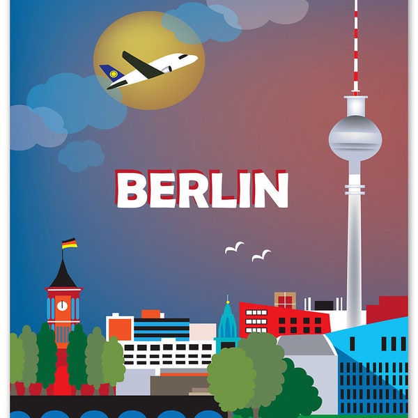 Berlin Vertical Skyline Art, Berlin Poster, Berlin city,  Germany Travel Poster, Berlin Wall Decor, Loose Petals City Art Print  E8-O-BER
