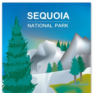 Sequoia National Park Poster, National Park Art, California Print, Sequoia Park skyline, Sequoia Park Art, California Gift - style E8-O-SEQ