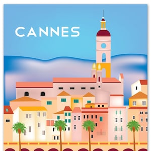 Cannes France Print, Cannes France art, Cannes Print, French poster, Cannes Art, Cannes France Canvas, Loose Petals art style E8-O-CANN