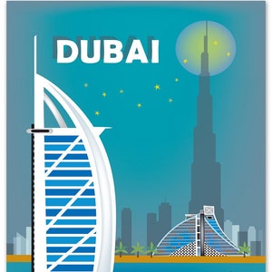 Dubai Print, UAE Poster, Dubai Wall Art, Dubai Skyline Art, Dubai Vacation Souvenir, Dubai Travel Gift, Dubai City Art- style E8-O-DUBAI