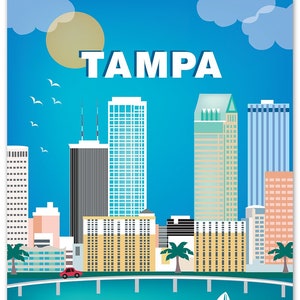 Tampa Print, Tampa Wall Art, Florida Skyline, Loose Petals Wall Art, Tampa pionowy wydruk, Tampa Office Artwork, Tampa FL - styl E8-O-TAM