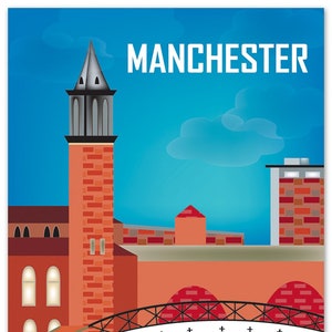 Manchester U.K. Vertical Print, Manchester Bridge, UK Wall Art, Manchester Art, Manchester travel, British Gift, UK Poster- style E8-O-MANC