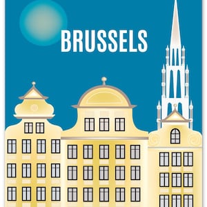 Brussels Print, Brussels Belgium Vertical Poster, Brussels Wall Art, Belgium Print, Skyline Art,  Belgium Travel Gift - style E8-O-BRUS
