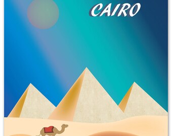 Impression du Caire, impression pyramide du Caire, art du voyage en Egypte, art du Caire, art du Caire, cadeau du Caire, art mural du Caire, art des pétales en vrac, style E8-O-CAI
