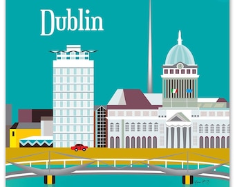 Dublin Ireland Art Print, Dublin Skyline Print, Dublin Art Print, Dublin Poster, Dublin Vertical Prints, Irish Print - E8-O-DUB
