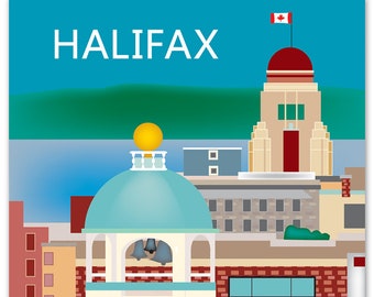 Halifax Print, Halifax Skyline, Halifax Art, Canada Print, Halifax Giclee Print, Halifax Art, Halifax vertical art, style - E8-O-HAL