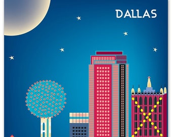 Dallas skyline Print,  Dallas Texas poster,  Dallas Vertical, Dallas Artwork, Dallas Wall Decor, Dallas Nursery Print, City - style E8-O-DAL