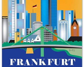 Frankfurt Skyline Art Print, Frankfurt Germany Vertical, Canvas, German Travel Gift, Frankfurt Artwork, Loose Petals, style  E8-O-FRAN