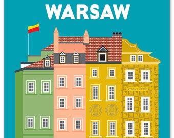 Warsaw Print, Poland Wall Art Print, Vertical Warsaw Graphic Design, Warsaw illustration, Warsaw Travel Art Gift, Loose Petals Art, E8-O-WAR