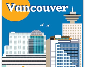 Vancouver Skyline Art Print, Vancouver Wall Art, Vancouver Vertical Print, Vancouver Canada Art, Vancouver Digital Art - style E8-O-VAN