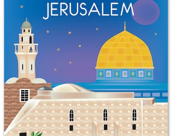 Jerusalem art, Jerusalem Vertical print, Jerusalem canvas, Jerusalem poster, Jerusalem travel art gift, Jerusalem Al-Aqsa Mosque - E8-O-JERU