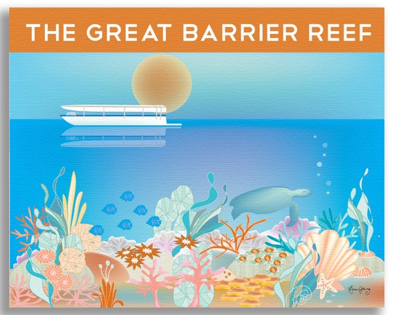 絵画　オーストラリア　グレートバリアリーフ　中古品 グレートバリアリーフのポスター、グレートバリアリーフの