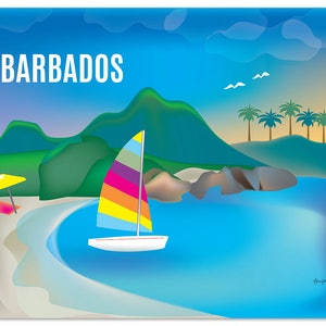 Barbados Art, Barbados map, Barbados skyline, Barbados Travel, Barbados Wall Art, Barbados print, Caribbean poster, Art - style E8-O-BARB