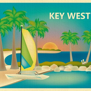 Key West Skyline Print, Key West Wall Art, Key West, Florida Travel Print, Key West Baby Art, Key West art souvenir, Keys style E8-O-KEY image 2