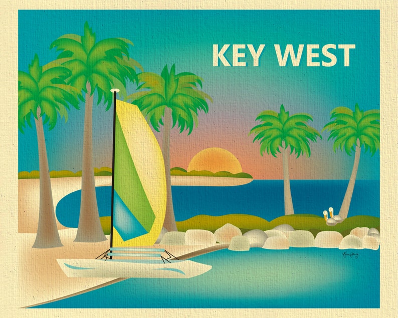 Key West Skyline Print, Key West Wall Art, Key West, Florida Travel Print, Key West Baby Art, Key West art souvenir, Keys style E8-O-KEY image 2