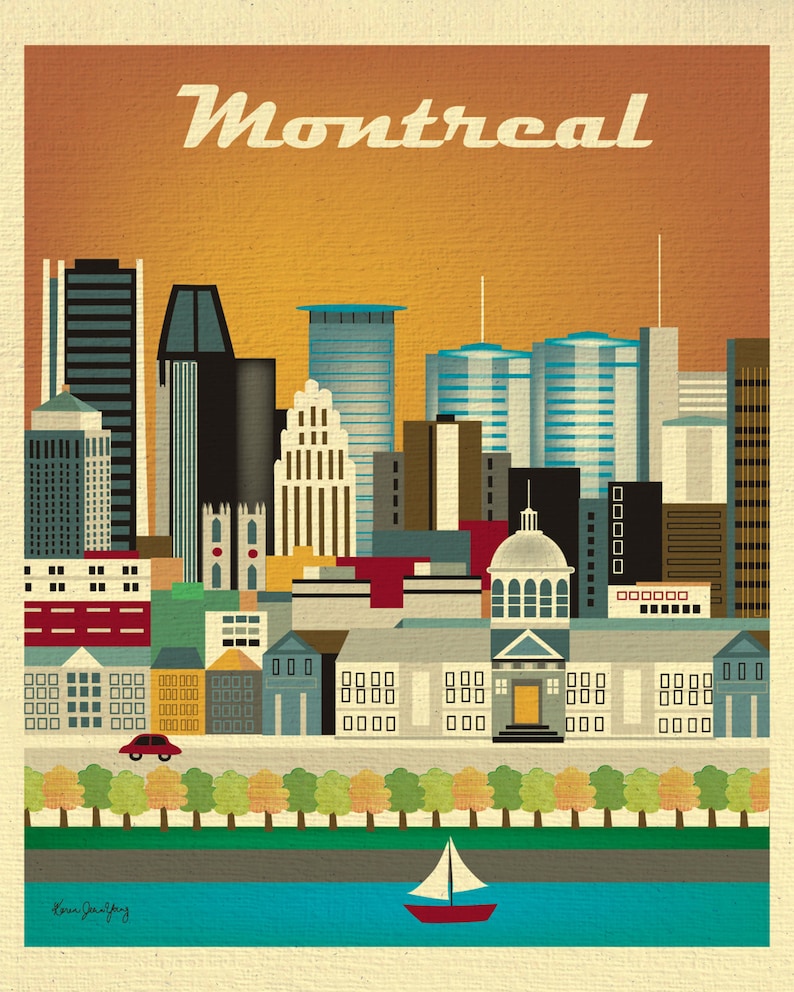 Montreal Skyline Art Print Montreal Wall Art Montreal Etsy
