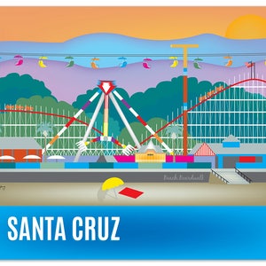 Santa Cruz Print, Santa Cruz Wall Art, Santa Cruz Travel Print, Santa Cruz Beach Boardwalk Poster Art, Loose Petals - style E8-O-SANTA-CRU