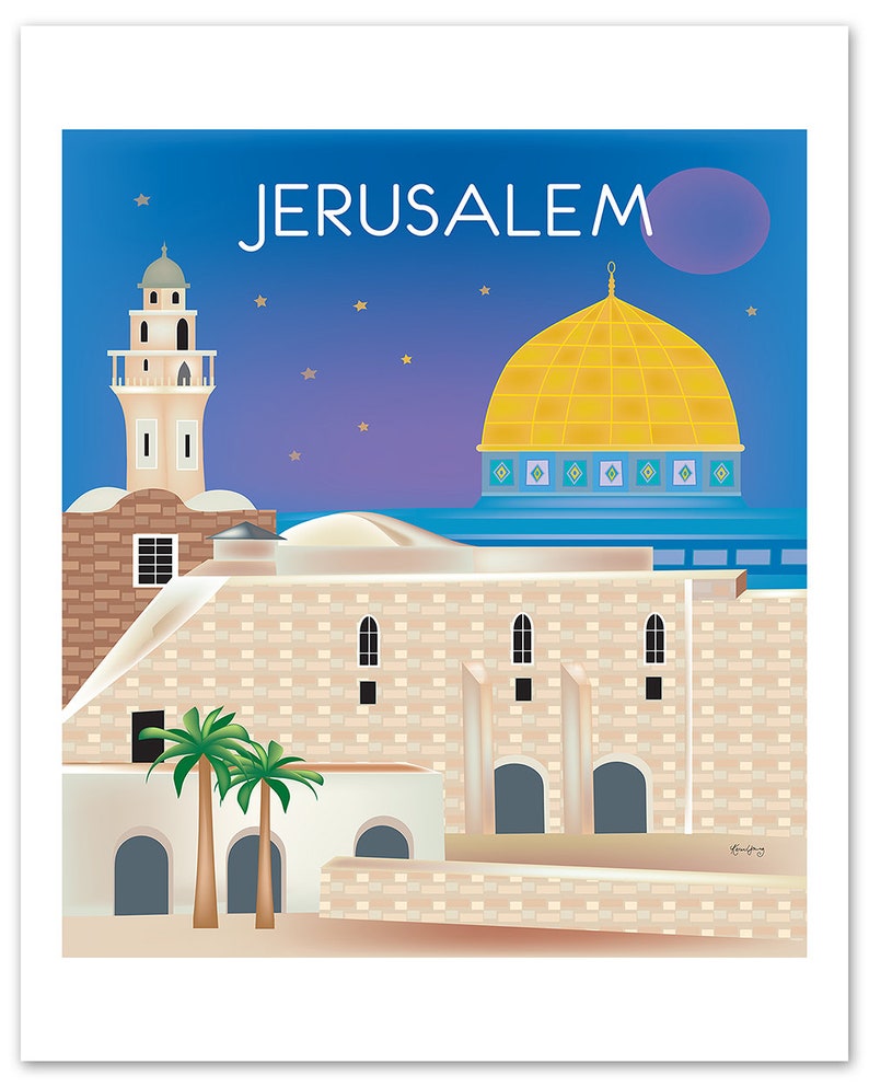 Art de Jérusalem, impression verticale de Jérusalem, toile de Jérusalem, affiche de Jérusalem, cadeau d'art de voyage de Jérusalem, mosquée Al-Aqsa de Jérusalem - E8-O-JERU image 3