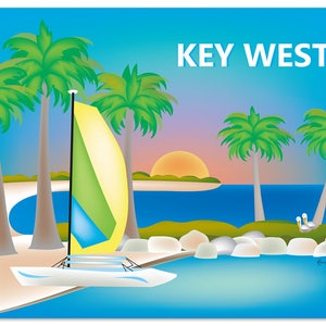 Key West Skyline Print, Key West Wall Art, Key West, Florida Travel Print, Key West Baby Art, Key West art souvenir, Keys style E8-O-KEY image 1
