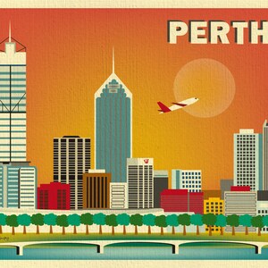 Perth Skyline Print Wall Art, Perth Poster, Perth Map, Australia Art ...
