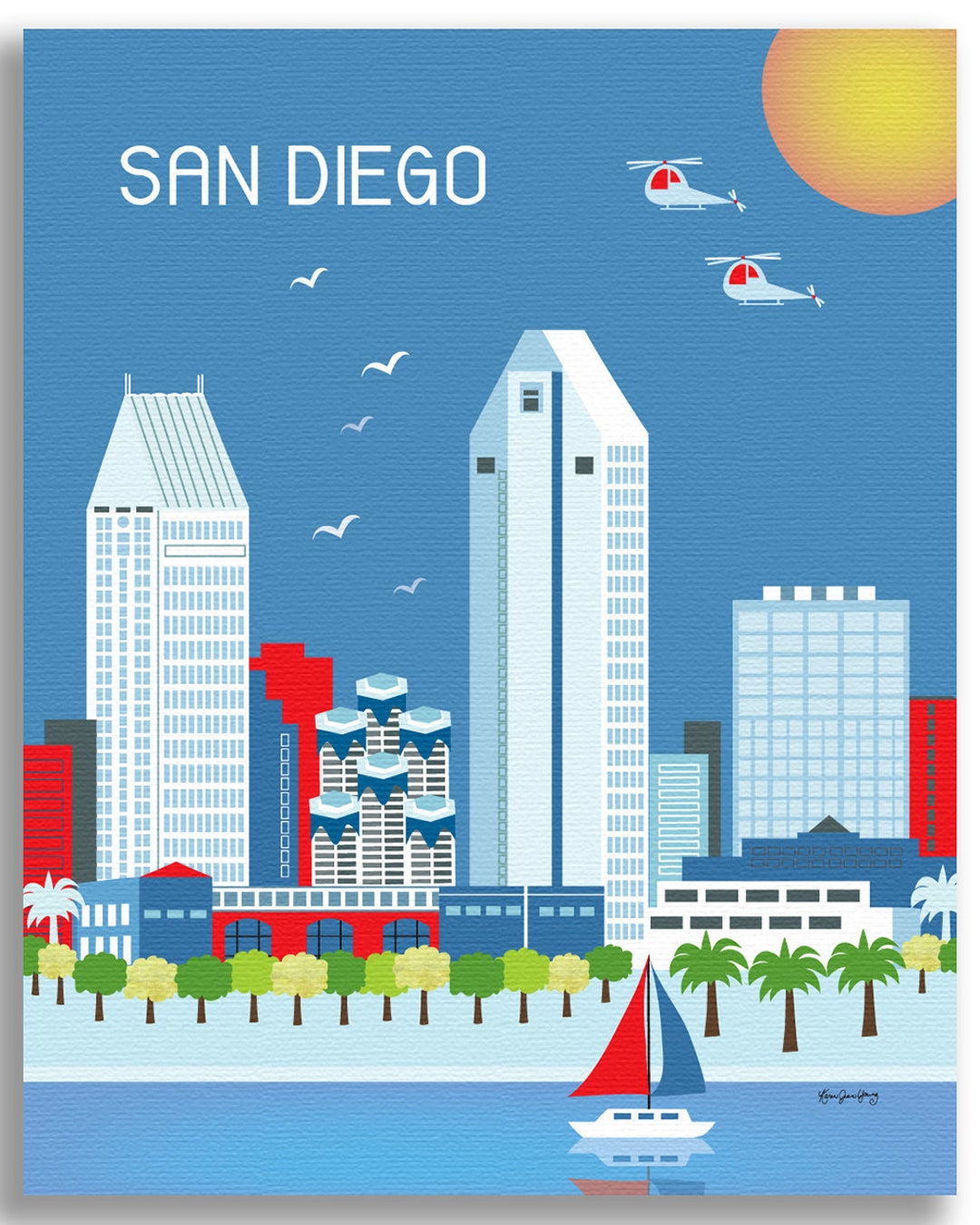 SALE San Diego 16x20 Canvas Wrap Wall Art San Diego Skyline Etsy