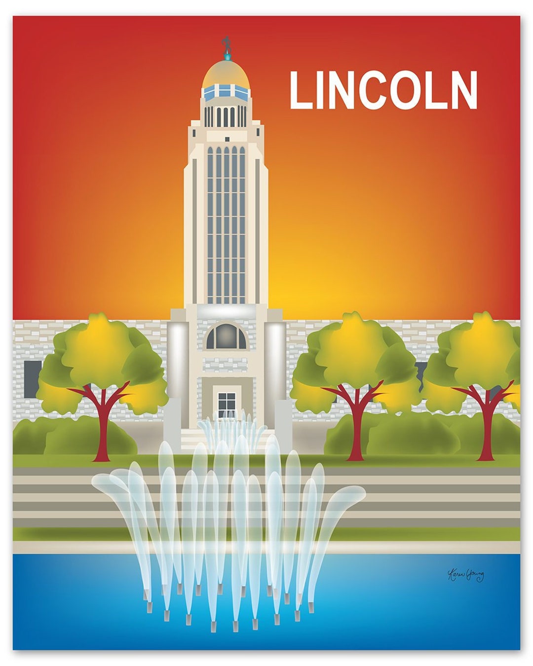 Lincoln NE Art, Lincoln Ne Map, Lincoln Ne Skyline Print, Lincoln Wall
