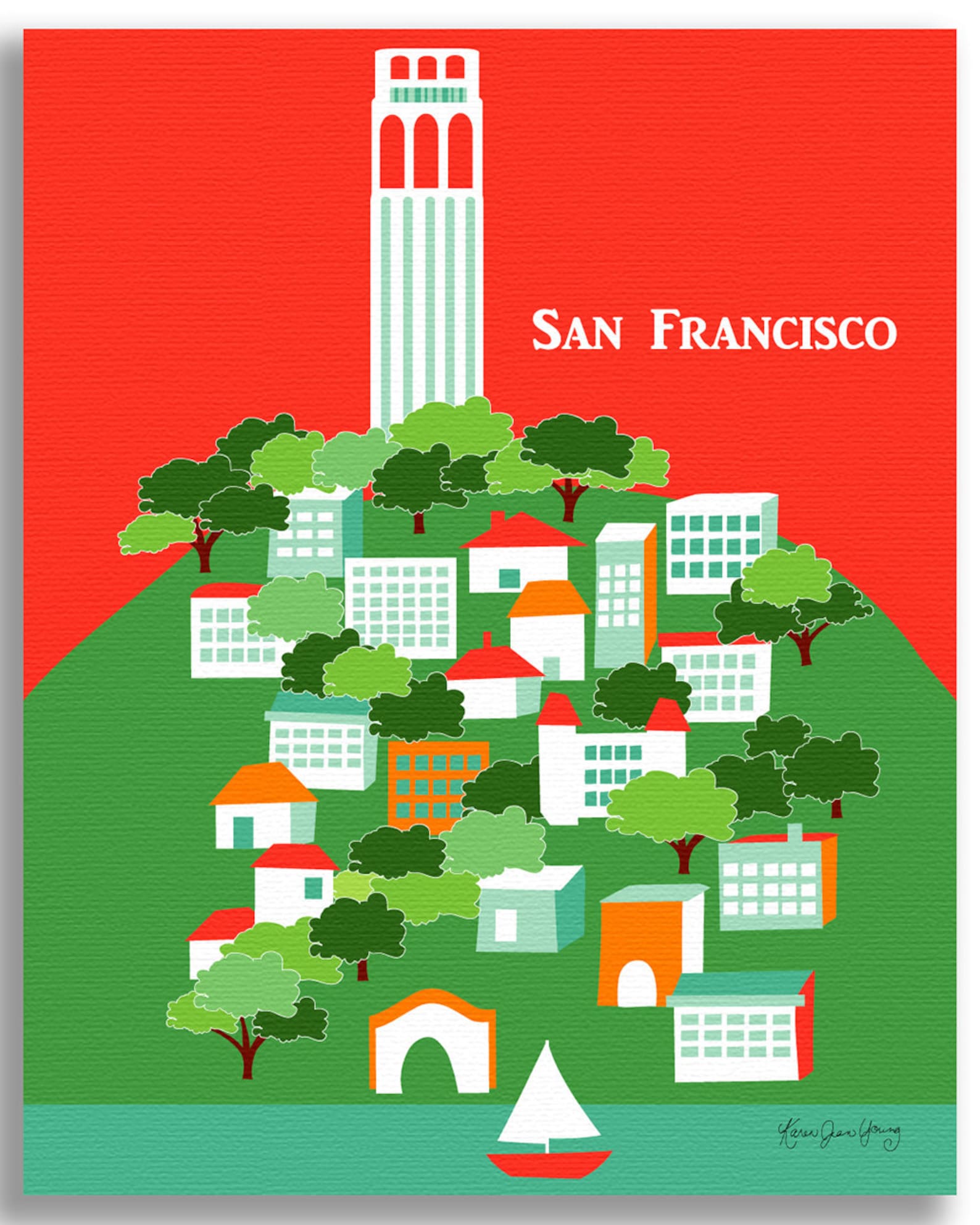 San Francisco Art Print San Francisco Skyline Print San Etsy
