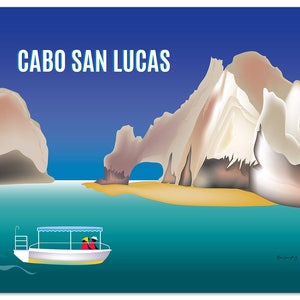 Cabo San Lucas Print, Lover&#39;s Beach Cabo, Mexico Art Print, Horizontal Travel Wall Art, Mexico Honeymoon Vacation Art - style E8-O-CAB