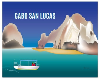 Cabo San Lucas Print, Lover's Beach Cabo, Mexico Art Print, Horizontal Travel Wall Art, Mexico Honeymoon Vacation Art - style E8-O-CAB
