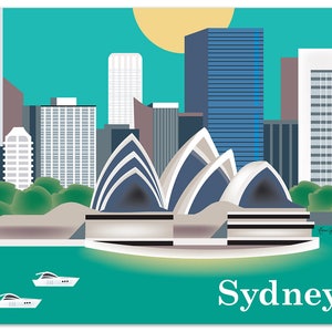 Sydney Skyline Art Print, Sydney Opera House, Sydney Australia Poster, Sydney Australia, vertical wall art, Loose Petals,  style E8-O-SYD