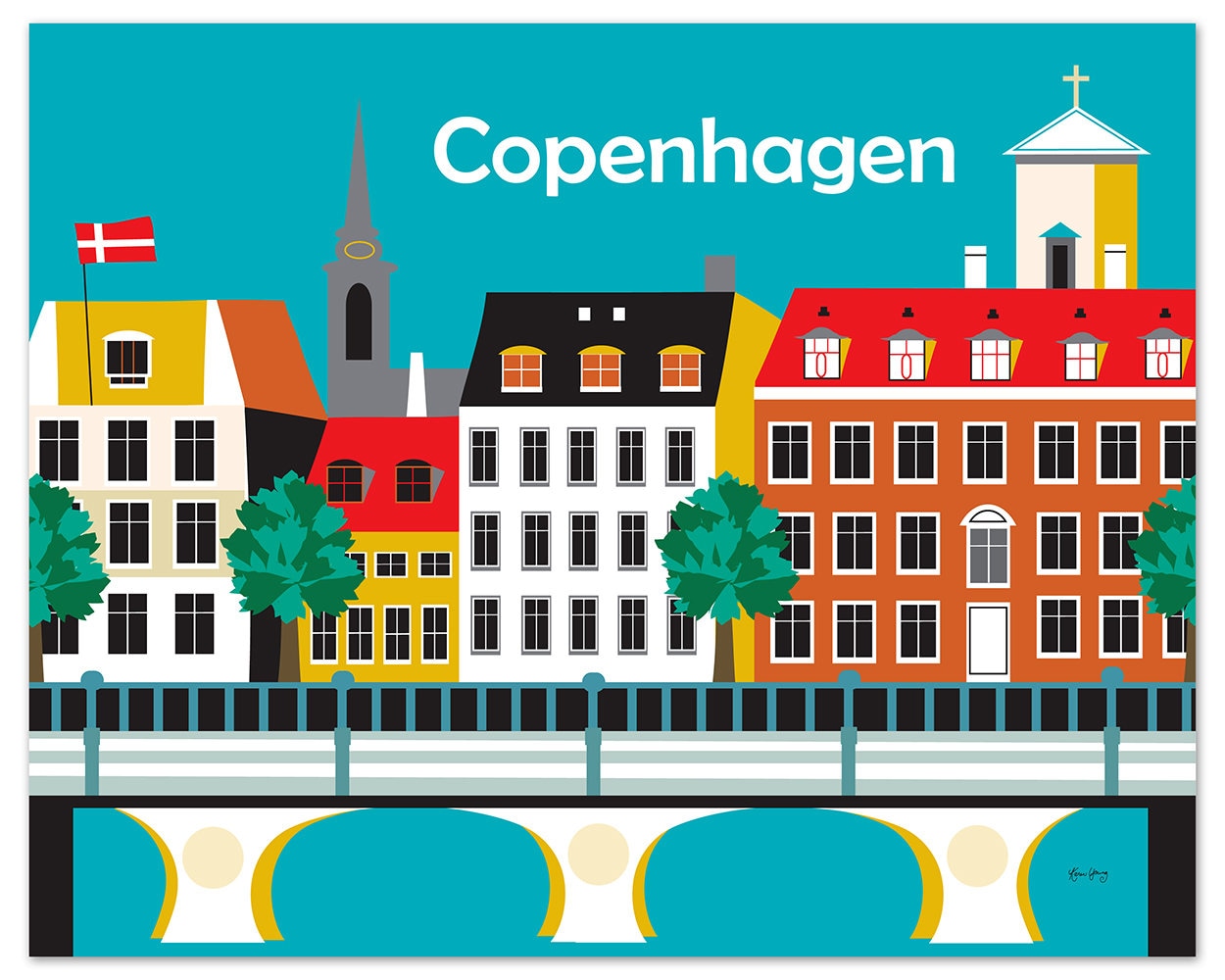 Copenhagen Denmark Print, Nyahvn Skyline, Copenhagen Wall