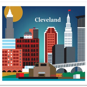 Cleveland Art Print, Cleveland Skyline, Cleveland Map, Cleveland Skyline, Cleveland Ohio, Cleveland Poster, Ohio decor style E8-O CLE image 3