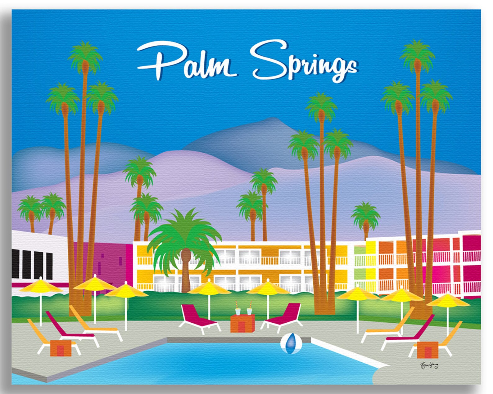 palm springs art print skyline palm srings retro wall