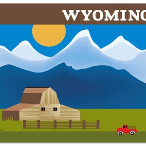 Impression d'art du Wyoming, impression horizontale d'affiche de la ligne d'horizon de Jackson Hole, impression d'art mural du Wyoming, cadeau d'art pétales en vrac - style E8-O-WYO