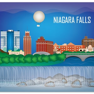 Niagara Falls Skyline Print, Niagara Falls Art Gift, NY Wall Art, NY Skyline Print, ny poster, Loose Petals Horizontal - style E8-O-NIA