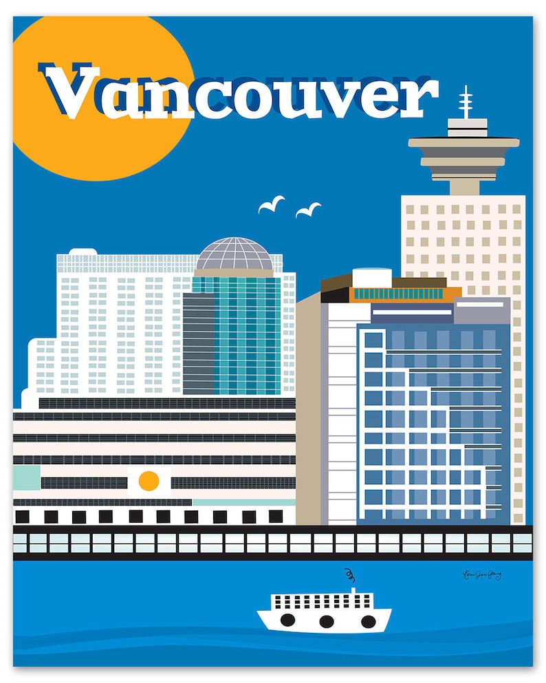 Vancouver Skyline Art Print Vancouver Wall Art Vancouver Etsy Canada