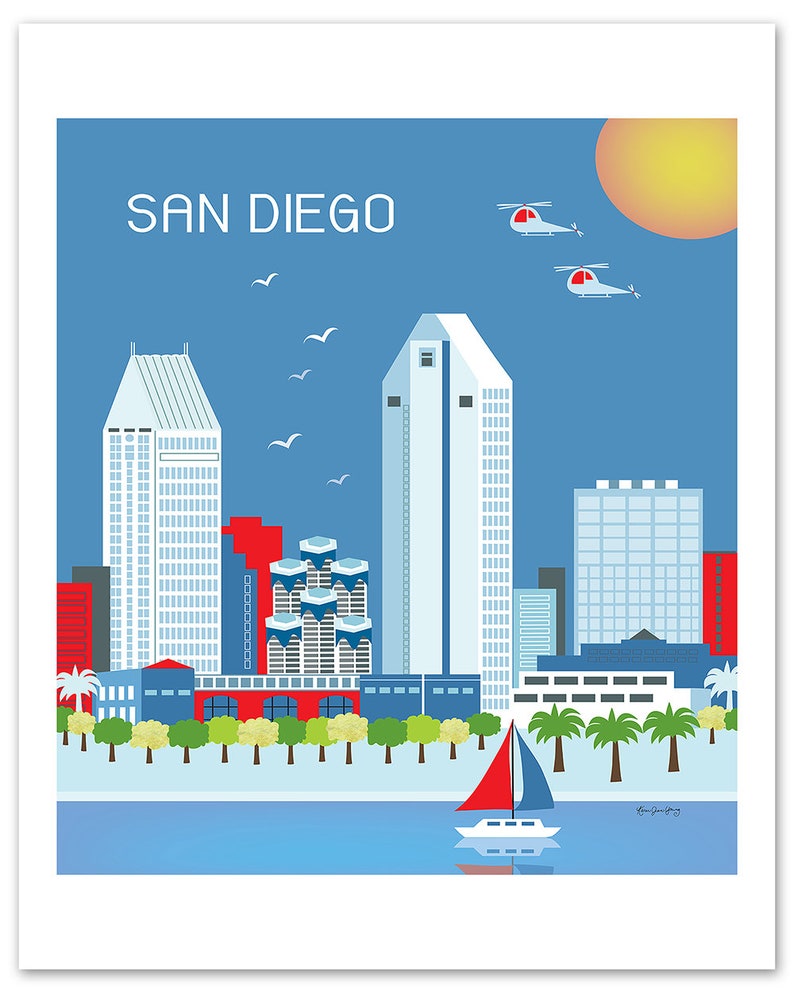 San Diego Wall Art San Diego Skyline Print San Diego Etsy