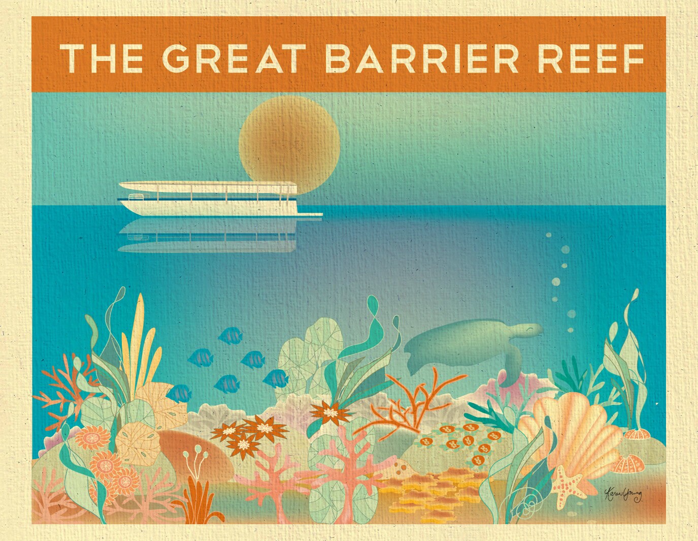 グレートバリアリーフのポスター、グレートバリアリーフのオーストラリアのプリント、グレートバリアリーフのプリント、バリアリーフのキャンバスアートプリント  E8-O-GR-BAR - Etsy 日本
