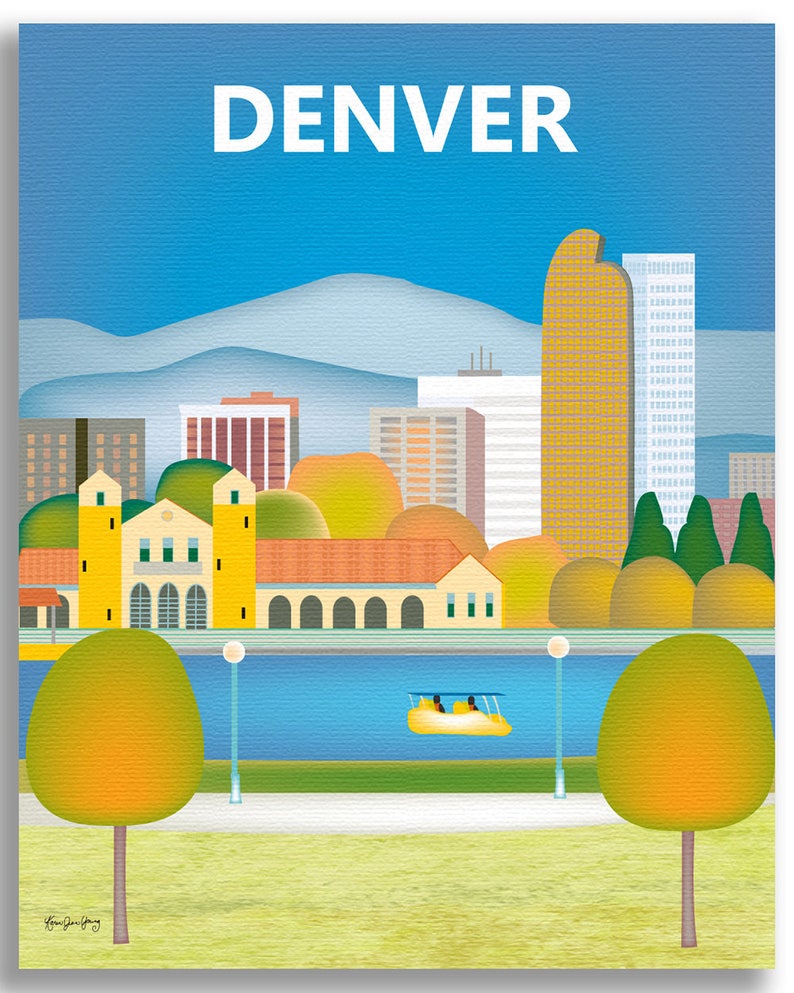 Denver Art Print Denver Skyline Denver Poster Colorado Etsy