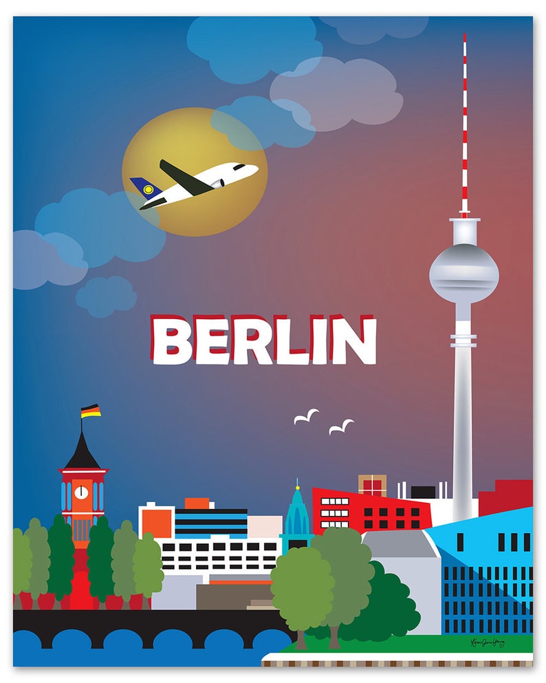 Berlin Vertical Skyline Art, Berlin Poster, Berlin city, Germany Travel Poster, Berlin Wall Decor, Loose Petals City Art Print E8-O-BER image 1