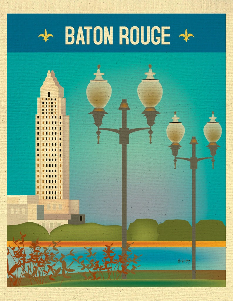 Baton Rouge Print Baton Rouge LA Art Baton Rouge Map the - Etsy