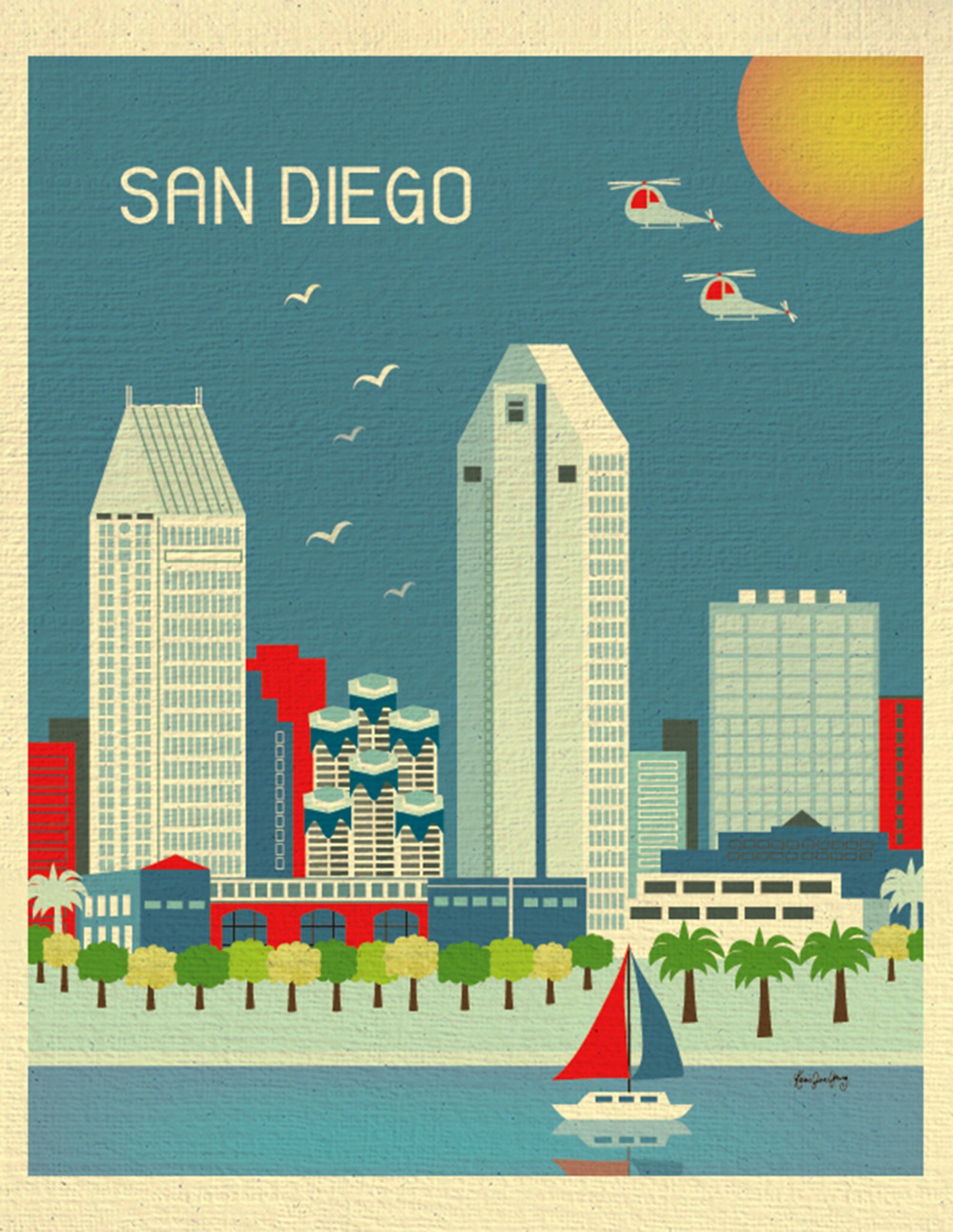 San Diego Wall Art San Diego Skyline Print San Diego Etsy